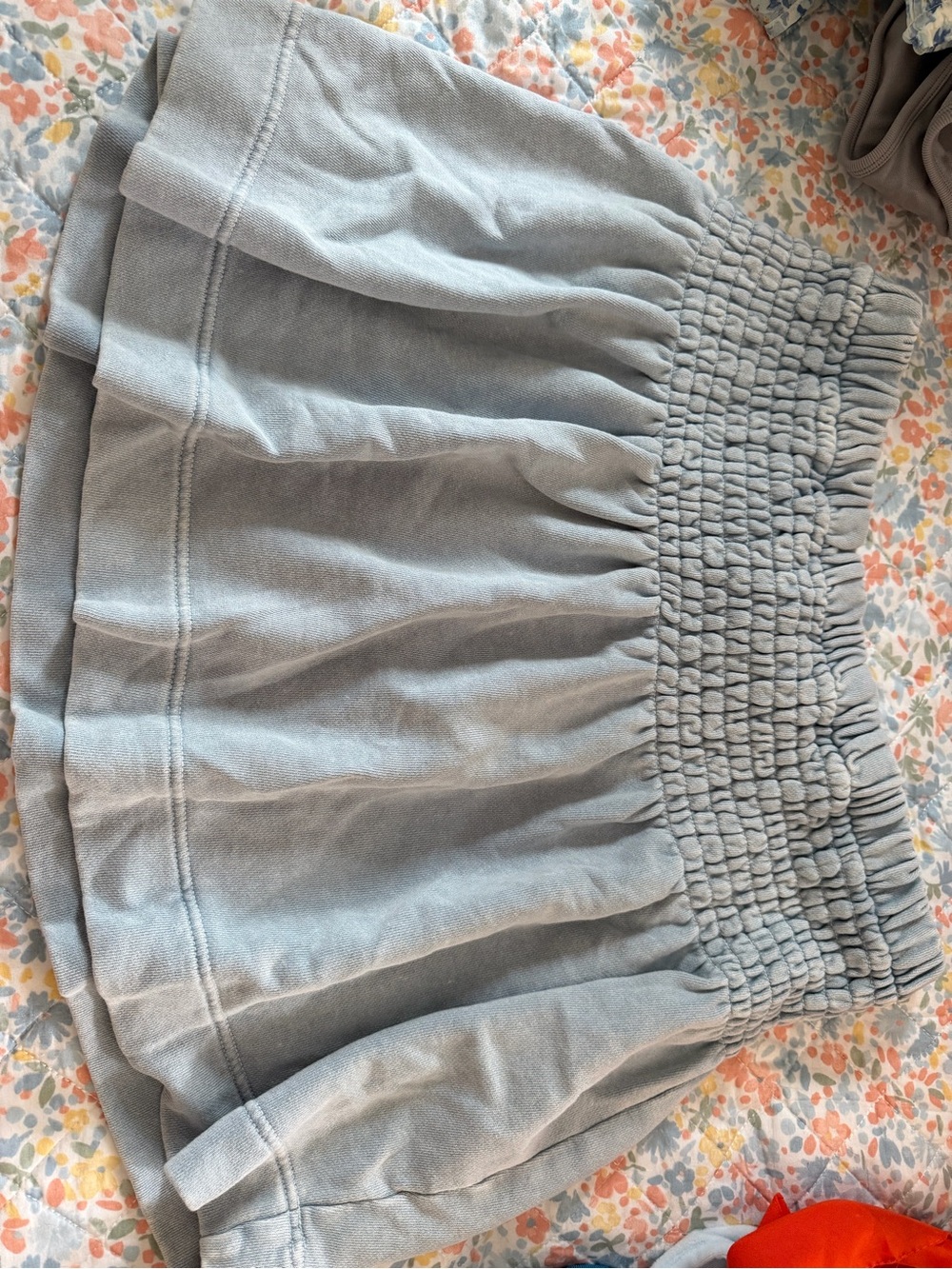 aerie Pale Blue Smocked Knit Mini Skirt